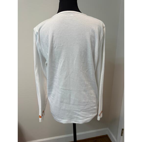 Womens White long Sleeve Top with embroidered pumpkin detailing - Picture 4 of 5